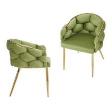Load image into Gallery viewer, Luxury Handmade Accent Chair (Set of 2) With Gold Legs, Modern Green Velvet Armchair For Living Room And Bedroom - Green