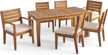 Load image into Gallery viewer, Outdoor 6 Seater Expandable Dining Set With Cushions - Sandblasted Natural / Beige