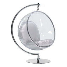 Load image into Gallery viewer, Acrylic With Faux Leather Balloon Chair - Silver And Clear