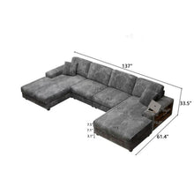Load image into Gallery viewer, U-Shaped Convertible Sofa, 4 Seater Large Living Room Lounge