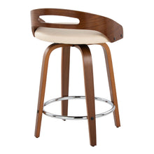 Load image into Gallery viewer, Cassis - Mid-Century Modern Fixed Height Counter Stool With Swivel (Set of 2) - Beige / Walnut