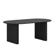 Load image into Gallery viewer, 67" Solid Wood Mirrored Double Pedestal Base Oval Dining Room Table - Black