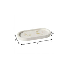 Load image into Gallery viewer, Resin Handmade Oval Trinket Tray - White / Gold