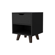 Load image into Gallery viewer, 15.7" x 14.6" x 18.9" One Drawer Faux Wood Nightstand - Black