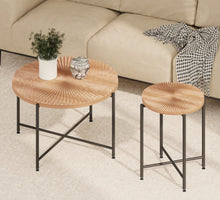 Load image into Gallery viewer, Radial - Pattern Coffee And End Table Set Waterproof Cover, Distressed Cylindrical Design (Set of 2)