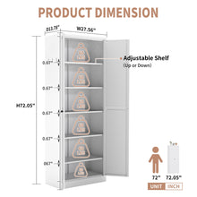 Load image into Gallery viewer, Kitchen Pantry Cabinet With Doors, Heavy-Duty Freestanding Storage Organizer With 5 Adjustable Shelves, Tool Free Assembly - White