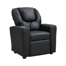 Load image into Gallery viewer, Sally Deluxe Kids Recliner Chair With Cup Holder - Black