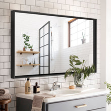 Load image into Gallery viewer, Rectangular Bathroom Mirror Square Angle Metal Frame Wall Mounted Hanging Plates Wall Mount Mirror For Bathroom (Horizontal & Vertical)