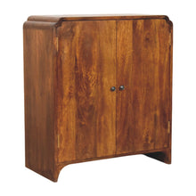 Load image into Gallery viewer, 32" Solid Wood Scallop Edge Accent Cabinet With Two Doors - Brown