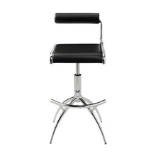 Load image into Gallery viewer, Faux Leather And Metal Low Back Adjustable Height Bar Chairs (Set of 2) - Black And Silver