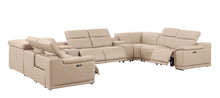 Load image into Gallery viewer, Leather Modular U Shaped Ten Piece Corner Sectional With Console - Beige