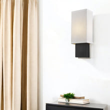 Load image into Gallery viewer, Rectangular Wall Sconce With Linen Fabric Shade - White / Black