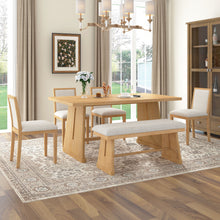 Load image into Gallery viewer, Dining Set With Rectangular Table, 4 Upholstered Chairs & 1 Padded Bench