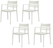 Load image into Gallery viewer, Partially Open Back Dining Arm Chairs Heavy Duty Plastic (Set of 4) - White