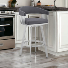 Load image into Gallery viewer, Swivel Low Back Bar Chair - Slate Gray / Silver