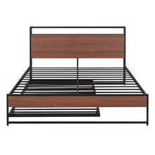 Load image into Gallery viewer, Platform Bed Frame With Trundle, USB Ports And Slat Support, No Box Spring Needed