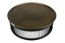 Load image into Gallery viewer, Round Drum Shaped Brass Coffee Table - Black