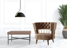 Load image into Gallery viewer, Velvet And Gold Exposed Back Accent Chair - Dark Beige
