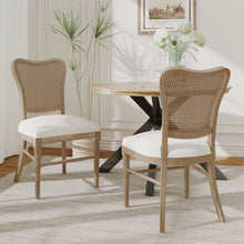 Load image into Gallery viewer, Classic Retro Dining Chair (Set of 2) With Rattan Backrest - Dark Brown / Beige