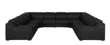 Load image into Gallery viewer, Power Reclining Italian Leather U Shaped Eight Piece Corner Sectional With Console - Black