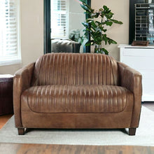 Load image into Gallery viewer, Leather Loveseat - Brown