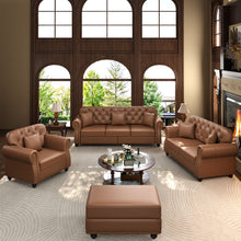Load image into Gallery viewer, Upholstered Sofa With Nailhead Trim, Rolled Armrests With Ottoman