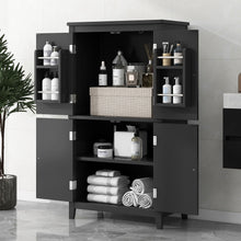 Load image into Gallery viewer, Elegant Bathroom Floor Storage Cabinet With 4 Doors, Adjustable Shelves