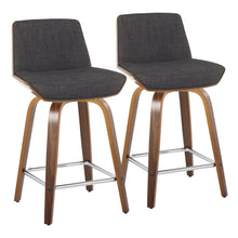 Load image into Gallery viewer, Corazza - Mid Century Modern Fixed Height Counter Stool With Swivel With Square Footrest (Set of 2)