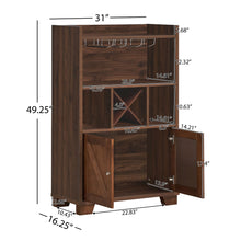 Load image into Gallery viewer, Farmhouse Style Monita Wine Cabinet With Storage Space - Walnut