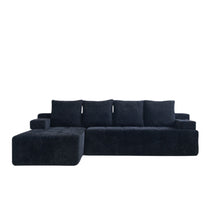 Load image into Gallery viewer, L - Shaped Sectional Sofa With Side Pockets, Wireless Charging, USB Ports, Cup Holder, Bluetooth Speaker, Reversible Lounge Chaise - Black