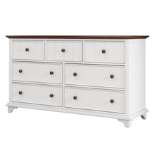 Load image into Gallery viewer, Wooden Captain Seven Drawer Dresser For Bedroom, Living Room, Kids' Room - White / Walnut