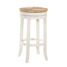 Load image into Gallery viewer, Solid Wood Swivel Backless Bar Height Chair With Footrest 30" - Beige and White