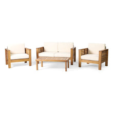 Load image into Gallery viewer, Acacia Wood Loveseat And Coffee Table Set With Cushions
