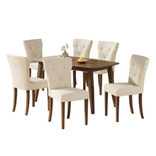 Load image into Gallery viewer, Modern Indoor Wood Dining Set With Chairs And Table, Rubber Wood, 6 Piece - Cream / Walnut