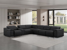 Load image into Gallery viewer, Leather Modular L-Shaped Seven Piece Corner Sectional With Console - Black