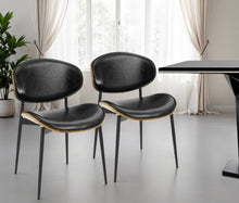 Load image into Gallery viewer, Upholstered Faux Leather Curved Back Dining Side Chairs (Set of 2) - Black