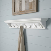 Load image into Gallery viewer, 51" Solid Wood Eight Hook Wall Mount Coat Rack - White