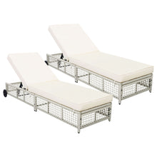 Load image into Gallery viewer, Outdoor Lounge Chair With 5 Position Backrest With Cushion And Wheels