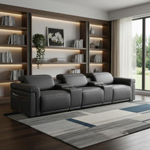 Load image into Gallery viewer, Top Grain Leather Reclining Metal USB Sofa (720367) - Dark Gray