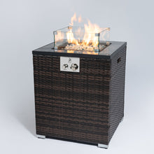 Load image into Gallery viewer, Propane Gas Square Fire Pit, Tile Tabletop With Beautiful Wicker Base For Outside