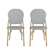 Load image into Gallery viewer, Outdoor Rattan And Aluminum Armless French Bistro Chairs (Set of 2) - Dark Gray