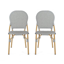 Load image into Gallery viewer, Outdoor Rattan And Aluminum Armless French Bistro Chairs (Set of 2) - Dark Gray