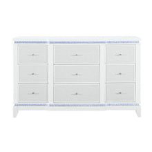 Load image into Gallery viewer, 62" Faux Crystal Glitter Wood Lighted Nine Drawer Triple Dresser - White