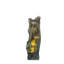Load image into Gallery viewer, Tree Trunk Cascading Water Fountain, Outdoor LED Lighted - Gray