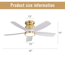 Load image into Gallery viewer, Flush Mount Ceiling Fan With LED Light 22W And Remote Control Blades / Body, DC Motor