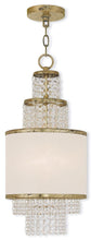 Load image into Gallery viewer, Two Light Metal Dimmable Chandelier With Shades - Gold / Clear / Off White