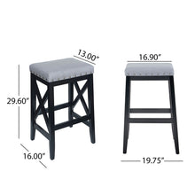 Load image into Gallery viewer, Greely Saddle Barstool Set With Fabric Upholstery - Light Gray