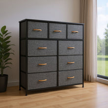 Load image into Gallery viewer, Steel And Fabric Nine Drawer Triple Dresser - Gray / White