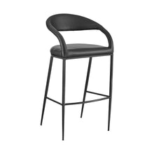 Load image into Gallery viewer, 26" Contemporary Faux Leather And Iron Low Back Counter Height Bar Chair - Black