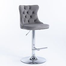 Load image into Gallery viewer, Swivel Barstools Adjusatble Seat Height From 25-33", Modern Upholstered Base Bar Stools With Backs Comfortable Tufted For Home Pub And Kitchen Island (Set of 2)